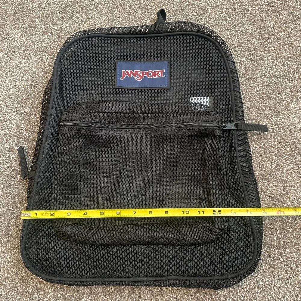 Jansport Black Eco‎ Mesh All Over See-Thru Backpack Bookbag School Gym